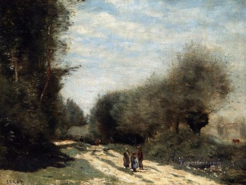  country Pintura - Crecy en Brie La carretera del campo Jean Baptiste Camille Corot